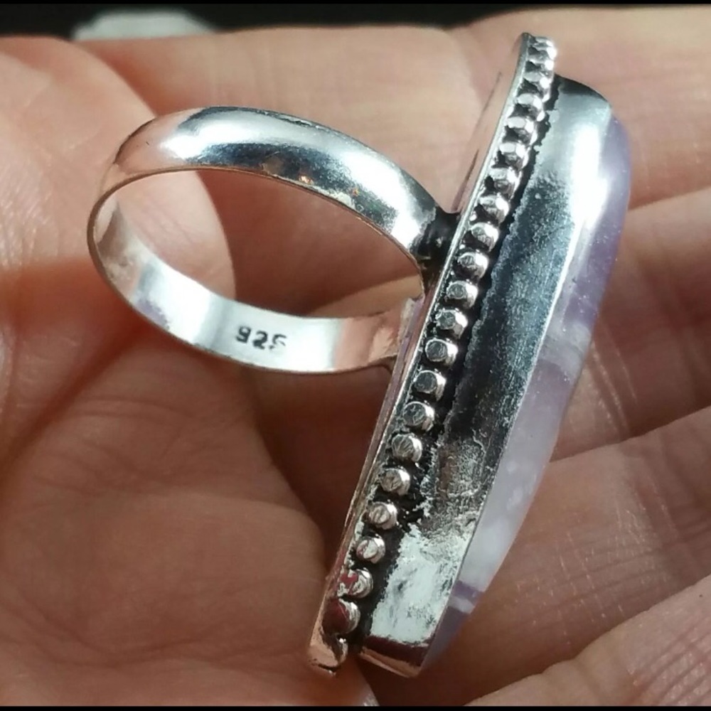 LACE AMETHYST/WHITE TOPAZ STERLING SILVER RING 💍 - Picture 7 of 8